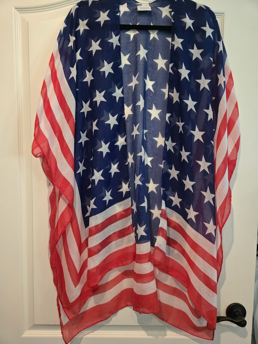 Patriotic Star & Stripe Sheer Wrap Scarf - Red, White & Blue